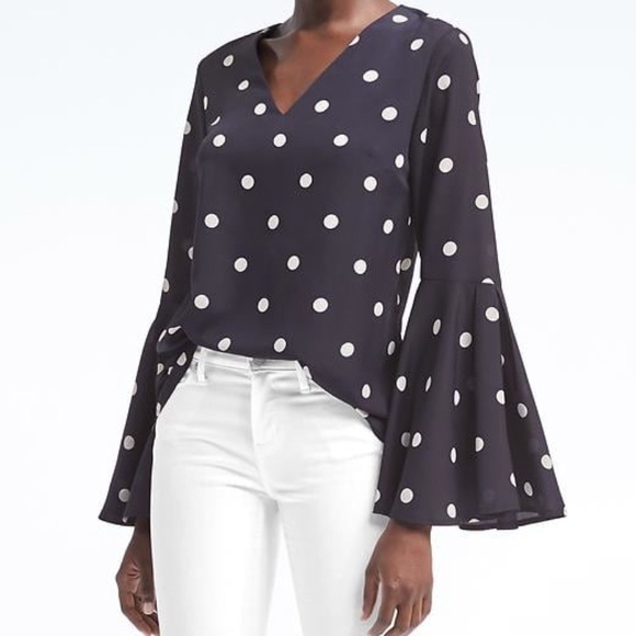polka dot bell sleeve blouse